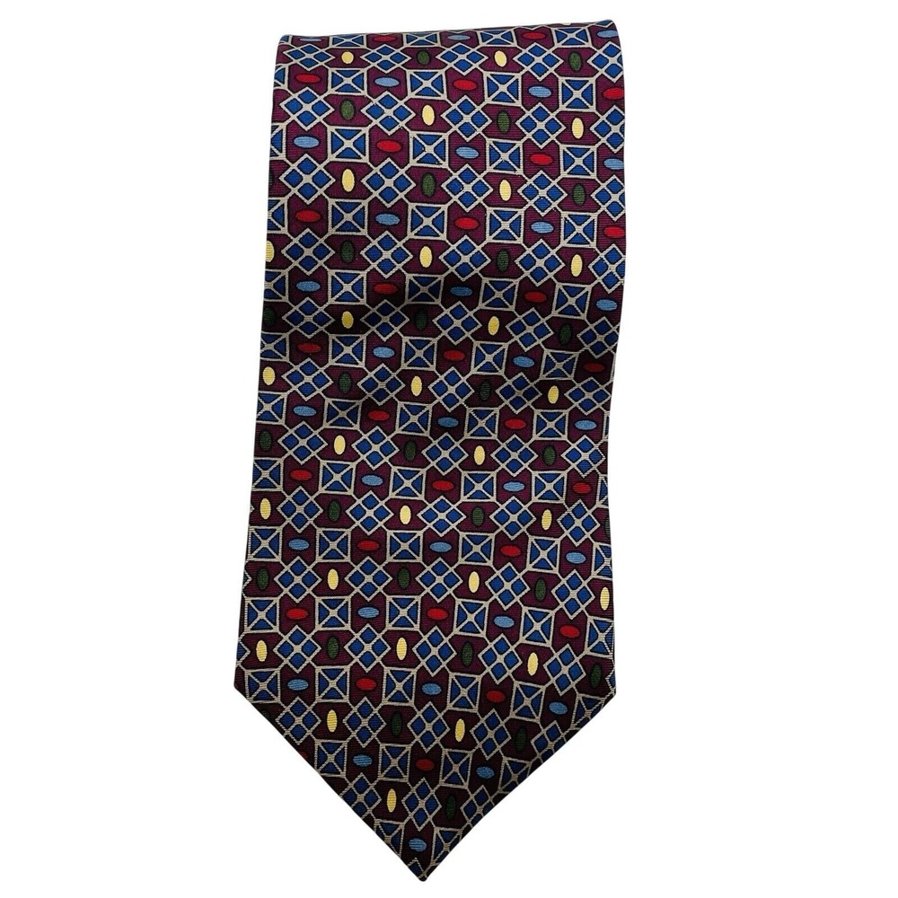 Vintage Oscar De La Renta 100% Silk Couture Collection Multi Color Modern Tie